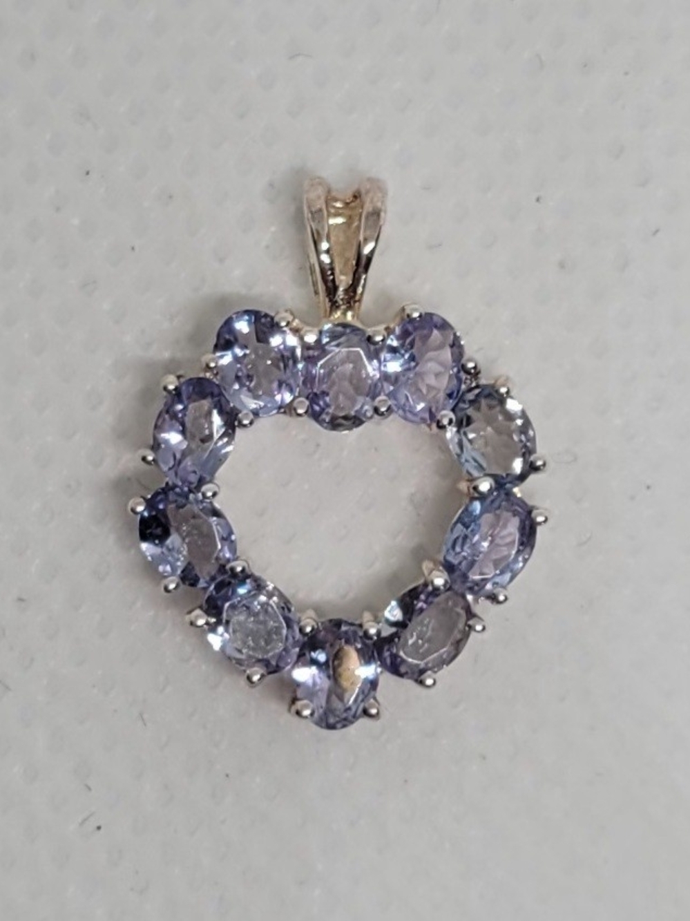 Lavender Tanzanite Heart Halo Pendant in Sterling Silver